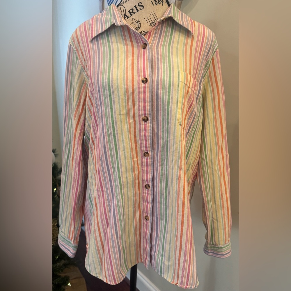 Multicolor Rainbow Vintage Blair Button Down Casual Shirt Women’s Large 1990s